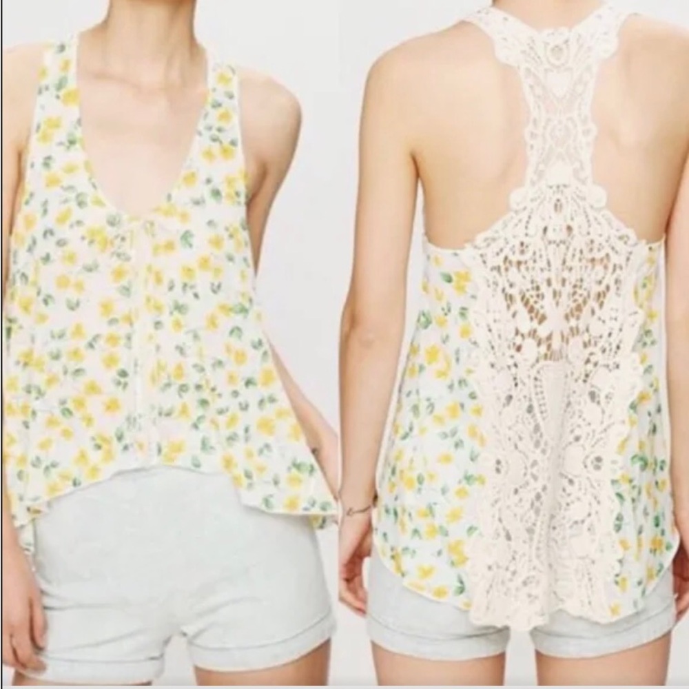 Free People Floral Sleeveless Summer Top Size Large